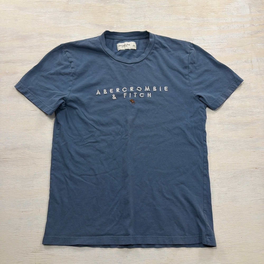 Abercrombie & Fitch Item Type Soft A&F Tee Large Embroidered Logo Blue Mens